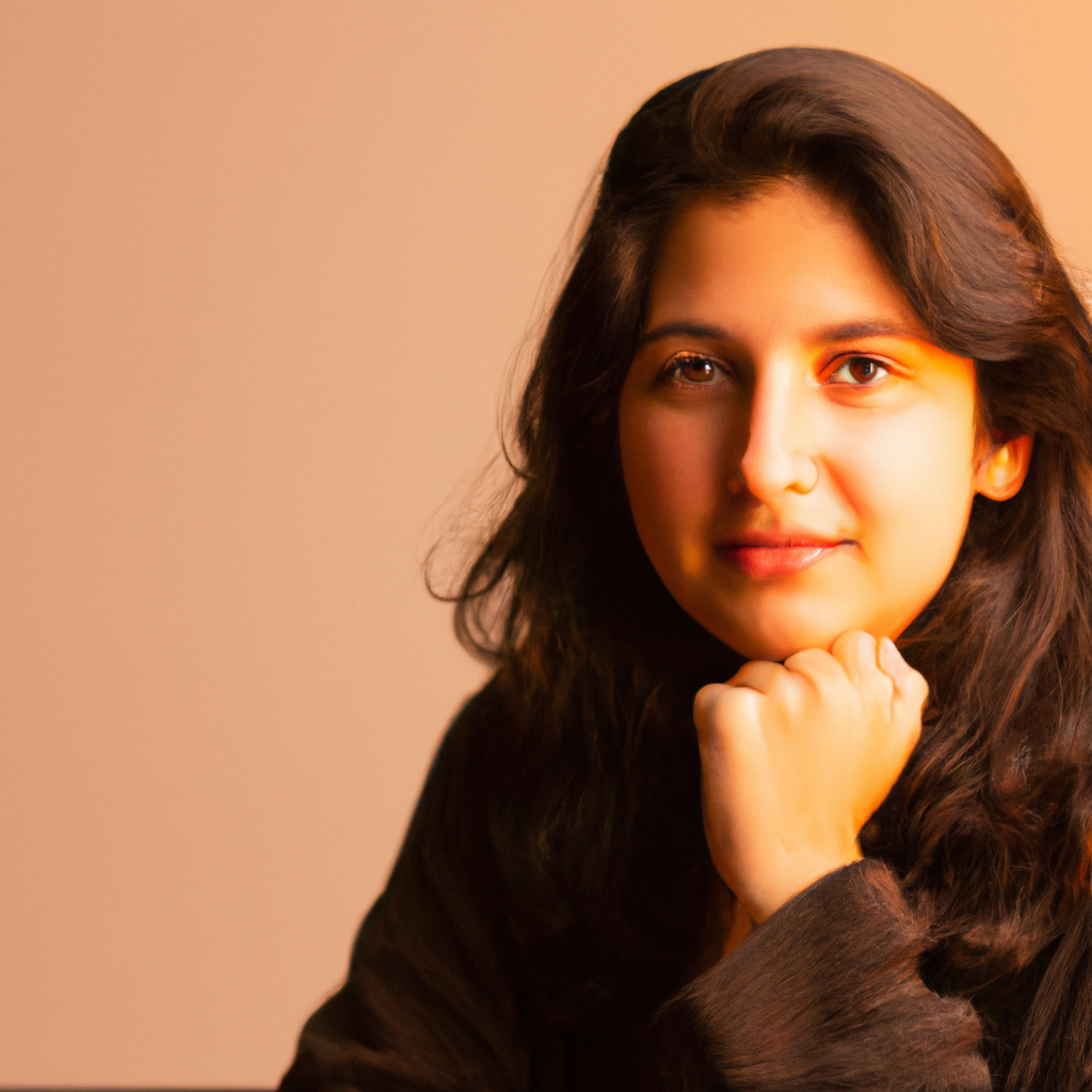 Retrato profesional de mentora de medios con luz suave